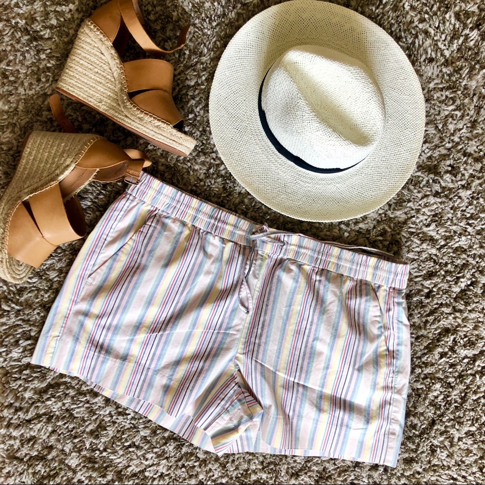 LOFT pastel striped drawstring shorts size large